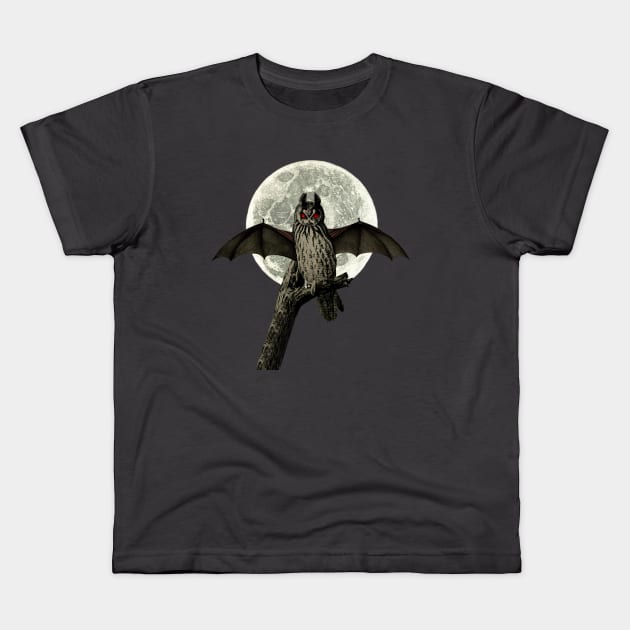 Mothman Creepture Kids T-Shirt by Black Rabbit Curiosities 